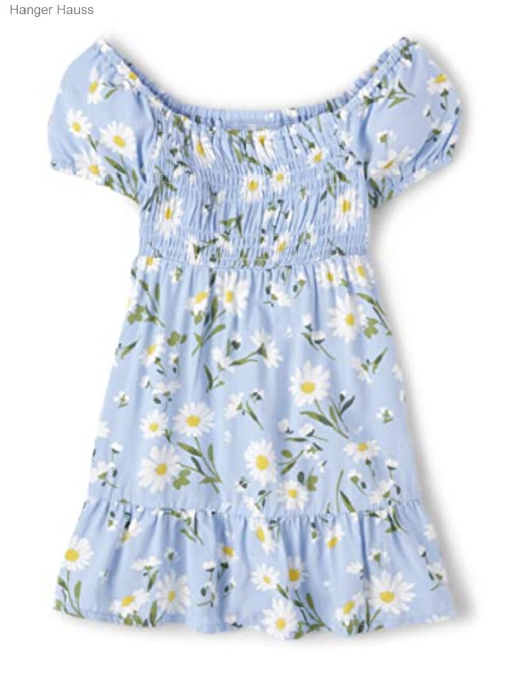 Toddler Girls Smocked Daisy Dress Short Sleeve Tiered